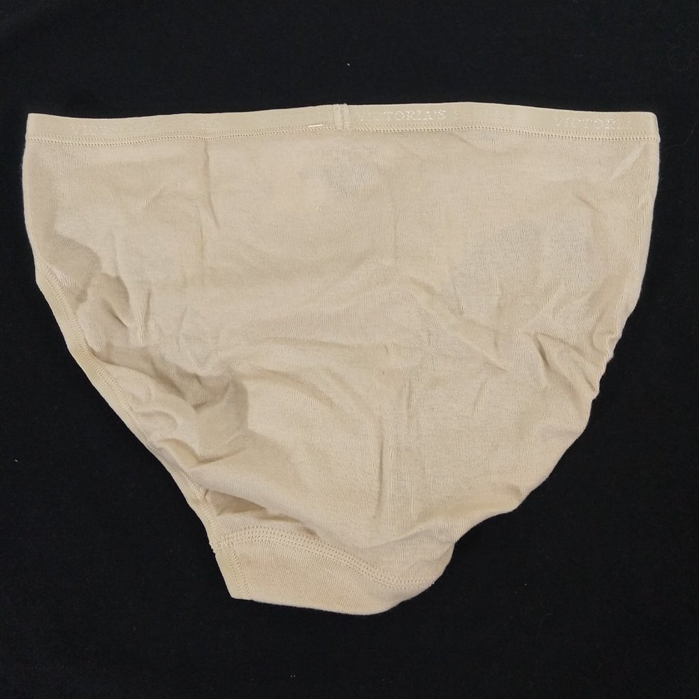 Vintage Victoria Secret 2005 Bikini Panty Beige Cotton Size S NWT - Picture 2 of 7